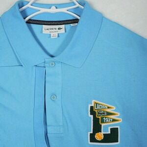 Lacoste Mens PH7730 Regular Fit Polo Shirt Light Blue Varsity L Patch XXL